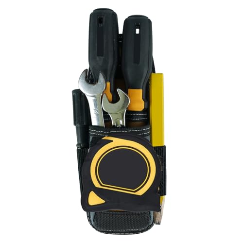 MELOTOUGH Small Tool Pouch with Belt Clip Technician's Clip on Tool Pouch,Pocket Belt Holster Mini Electrican Holder with Sanp Clip (2PACK) - color: Small Tool Pouch with Brown Color