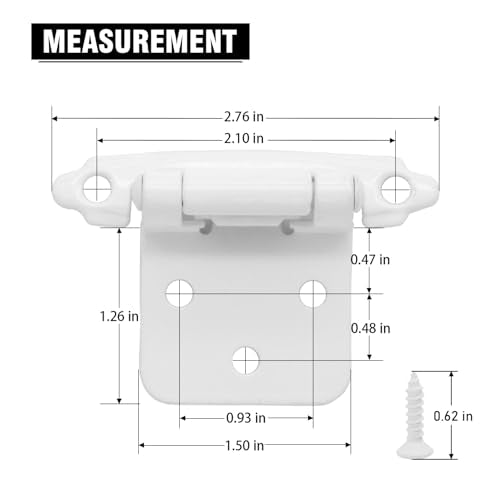 30 Pack (15 Pairs) 1/2" Overlay Cabinet Hinges White - color: White, size: 30 Pack (15 Pairs)