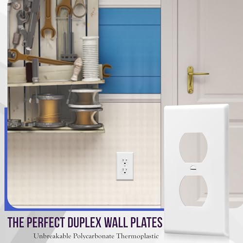 ENERLITES 5 Pack Outlet Covers Wall Plate for Duplex Receptacle, White - color: White, size: Standard Size