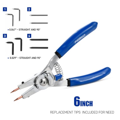 6-Inch Snap Ring Plier Internal/External with Interchangeable Tips - size: 6-Inch