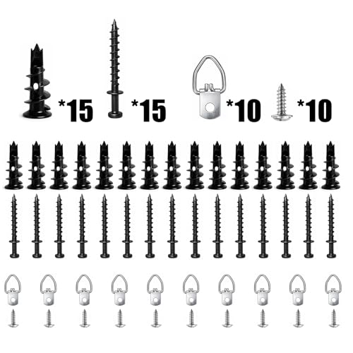 30Pc Self Drilling Black Drywall Anchor and Double Headed Hanger Screws Kit - size: #8 - 15B