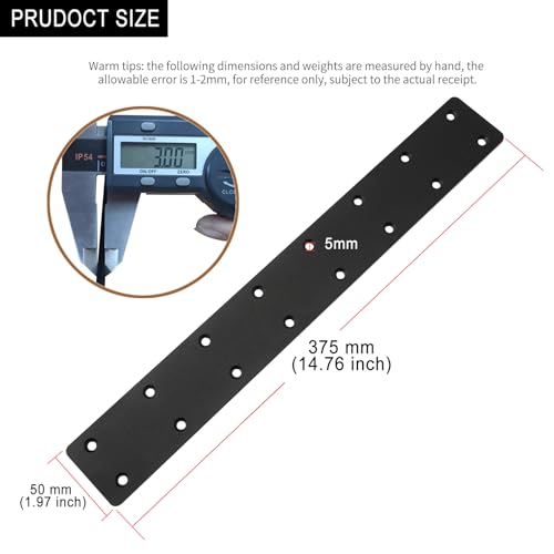 6packs Straight Steel I Shape Flat Plate,Heavy Duty Mending Plate 14.7"x2" for Wood DIY Projects - Large Connector Brace,Post to Beam Connectors Repair Bracket,Joining Brackets