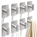 pickpiff Adhesive Towel Hooks: 20LB Extra Strong Wall Hanger, Silver 8 Pack - color: Silver, size: 8 Pack