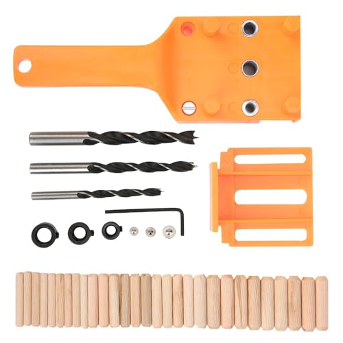 41Pcs Drill Hole Locator Kit - Adjustable Woodworking Jig with 6/8/10mm Drill Bits and Dowels for Precision Carpentry Projects
