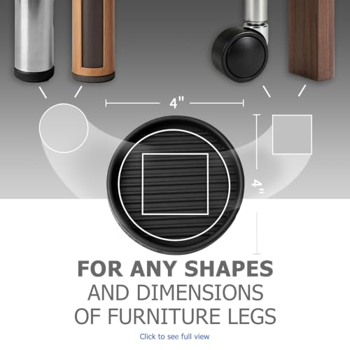 Yelanon Furniture Coasters 4 Pcs 4" Round Black Caster Cups for Hardwood - size: 4pcs 4" Round Black