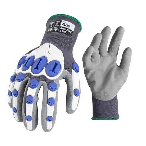 Safety Work Gloves Men Women, Impact Gloves with TPR Protection - color: Grey, size: X-Large