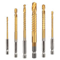 6 Pack Titanium Coated HSS Twist Drill Bit, 3-8mm
