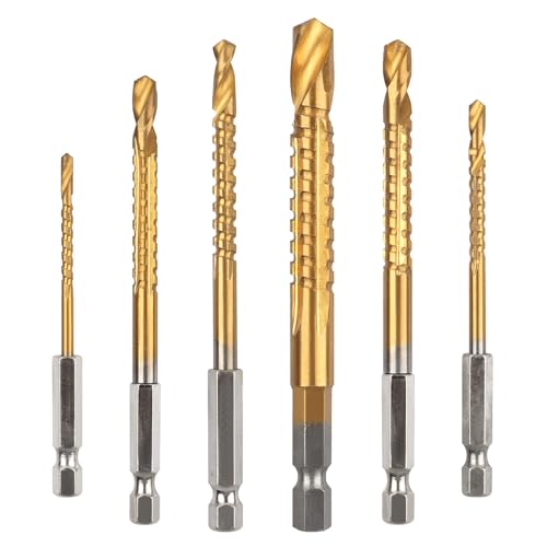 6 Pack Titanium Coated HSS Twist Drill Bit, 3-8mm
