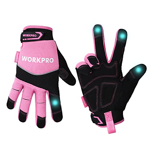 WORKPRO Safety Work Gloves, Mechanic Working Gloves for Men Women, Touch Screen, Terry Fabric, Non-Slip - size: Medium (Pack of 1)