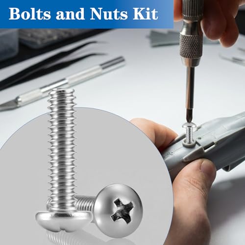 570Pcs Phillips Pan Head Nuts and Bolts Assortment Kit#6-32#8-32#10-24 - size: SS #6#8#10 570PCS
