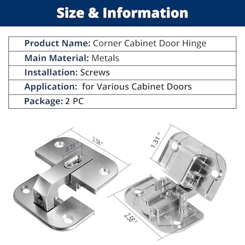 2-Pack Adjustable Concealed Pie-Cut Corner Cabinet Hinge 343.90.710 Hinges - size: 2 Pack