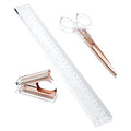 OfficeGoods 3-Piece Acrylic Desk Set, Clear with Rose Gold Metal - color: Clear Rose Gold
