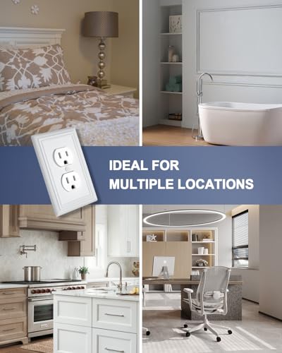 Switch Plates Outlet Covers, 4-Pack Metal Wall Plates, Pure White - color: Pure White, size: 1 Duplex 4PK