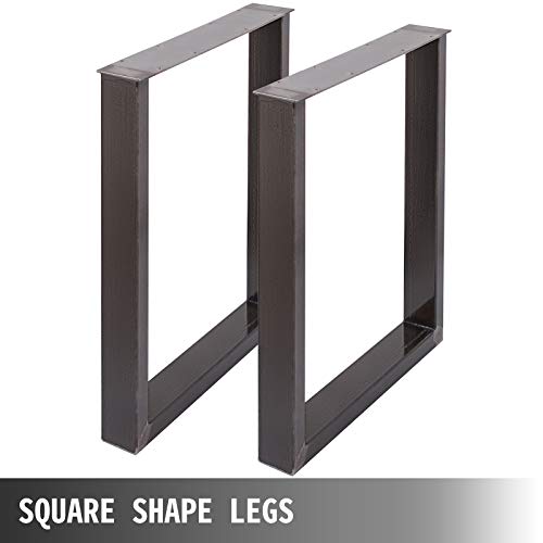 VEVOR Set of 2 Steel Table Legs, 28”Height 23”Wide Dining Table Legs,Heavy Duty 3.1" Square Box Section Square Table Legs, 28x23x3.1 Inch Black Industrial Country Style Metal Dining Legs - size: 28"H x 23"W, style: Square