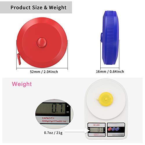 DiCUNO 3-Pack Soft Retractable Measuring Tape, 60-Inch 1.5 Meter, 3 Colors - color: 3 Colors (Red/Blue/Yellow)