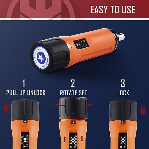 KNINE OUTDOORS Torque Screwdriver Wrench Driver Set 10-70 Inch Pounds lbs for Maintenance with T-bar Handle, 40 Hex Bits, 1/4" Socket, Shaft Extension, For Tools, Bike Repairing and Mounting (Orange) - color: Orange