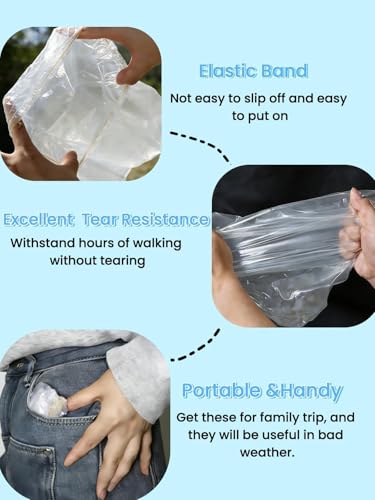 10 Pairs Waterproof Shoe Covers for Rain - Plastic Rain Shoe Covers Disposable - Water Proof Shoe Ponchos For Men and Women Outdoor Indoors Boot Protector Non-Slip (Clear)