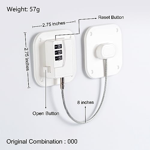 Refrigerator Lock, Heavy Duty Fridge Lock, Combination Lock for Refrigerator Cabinets, Drawers, Safety, Easy Install No Keys Needed (White-3Pack) - color: White-3Pack