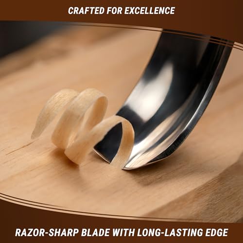 BeaverCraft, Wood Carving Bent Gouge K8a/14 0.55" - Spoon Carving Tools - Woodworking Hand Chisel Compact Wood Carving Knife for Beginners and Profi - Hobbies for Adults and Kids - Carbon Steel Blade