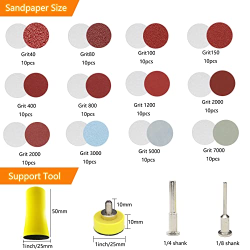 1inch Sandpaper 40-7000grit Sanding Disc with Shank Backer Plate and Soft Foam Buffering Pad Grinding Abrasive Sponge Sanding Disc Pad Kit for Wood Metal Mirror Jewelry Car 132PCS - style: 1inch-131pcs