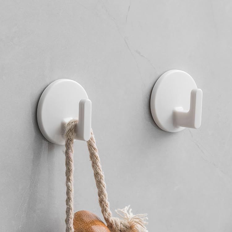 lightstar 6 Pcs Adhesive Plastic Hooks - Small Wall Hooks for Hanging, Drill-Free, Seamless - Kitchen Bathroom - 34 * 34 * 21 mm, White - color: For 1.6 LB