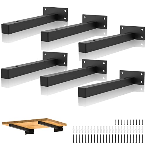 Jorohiker Heavy Duty Floating Shelf Brackets 8 Inch,6 Pack (Black) - size: 8 Inch