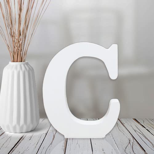 AOCEAN 4 Inch White Wood Letters Unfinished Wood Letter for Wall Decor Decorative Standing Letters Slices Sign Board Decoration for Craft Home Party Projects (C) - style: C