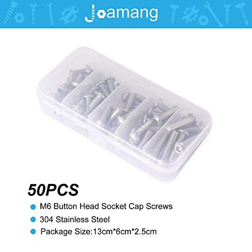 M6 x 8mm 12mm 16mm 20mm 25mm Button Head Socket Cap Screws Bolts, Stainless Steel 304, Metric Allen Hex Drive, Bright Finish, Fully Threaded, Assortment Kit 50PCS - size: Button M6x8-25 mm