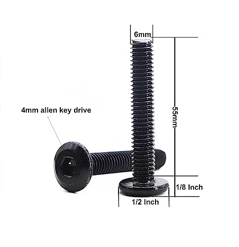 10pcs M6 x 55mm Black Rivet Countersunk Socket Cap Allen Bolts Rivet Screws Furniture Connecting 304 Stainless Steel Black Zinc