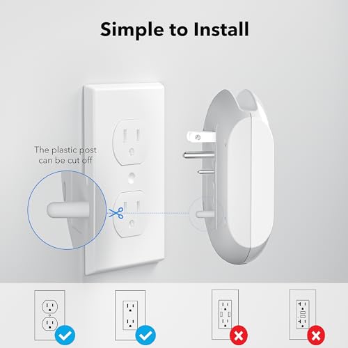 BN-LINK 3-Outlet Extender, Multi Plug Outlets with 3 USB Ports (3.4A Total), Dusk-to-Dawn Sensor Night Light, Surge Protector with Top Phone Holder, for Traveling, Home, School, Office - size: 3 Outlets - Night Light (USB)