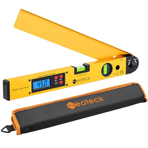 Neoteck 225° 16 inch Digital Angle Finder Aluminum Protractor LCD Backlight - color: Gold