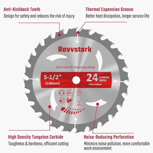 5-1/2"(10mm Arbor) Circular Saw Blade 24T&48T for Cutting Wood - size: 5-1/2 In 10mm Arbor 24&48T