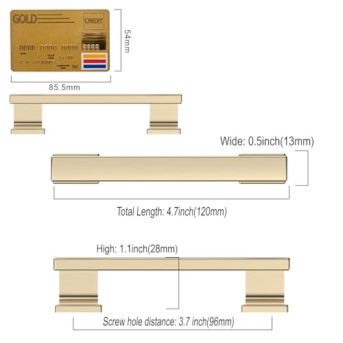 Amerdeco 10 Pack Brushed Brass Cabinet Pulls 3-3/4" - color: Brushed Brass, size: 3.75" hole center