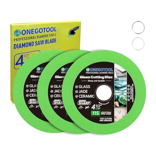 4-1/2x7/8 inch Tile Cutter Glass Cutting Disc for Angle Grinder Glass Ceramic Diamond Cutting Blade Disc for Grinding Jade, Crystal, Wine Bottles. (3PCS) - size: 4-1/2"