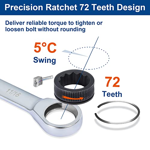 SORAKO Ratcheting Combination Wrench Cr-V Steel (12-Pcs) - style: Portable