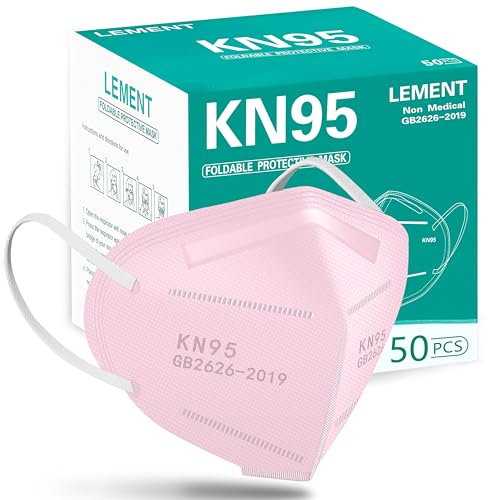 LEMENT KN95 Face Masks,50PCS 5-Ply Pink Breathable Cup Dust Mask For Adults - color: Adult-50 Pack-pink