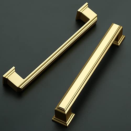 Amerdeco 10 Pack Brushed Gold Drawer Pulls 5" - color: Brushed Gold, size: 5" hole center, style: 10 Pack
