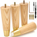 Airy Abode Premium Ash Wood Furniture Legs with Gold Caps (Full Install Kit) - Pick Your Size and Color - color: Ash / Gold, size: 6 Inches
