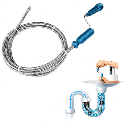 78.74in Flexible Drain Cleaning Tool 1pc - Lightweight Easy-to-Use for Kitchen & Bathroom Sinks, Tubs, Septic Systems, Durable Plastic/Metal for Home Maintenance & Plumbing Tasks