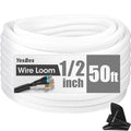 50 FT Wire Loom 1/2 Inch, Split Wire Loom Tubing Wire Conduit with Installation Tool, Flexible Wire Protector Tubing – White - color: 1/2" x 50ft-White