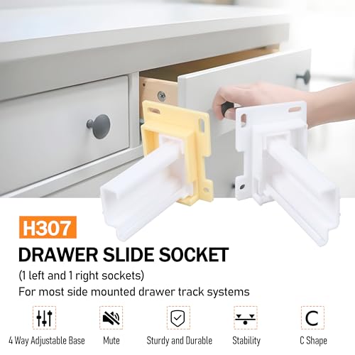 Drawer Slide Socket Set,Cabinet Hardware RV Drawer Part for 1" Drawer Slide - style: ¾” Slide Rail Groove with Raised Edge