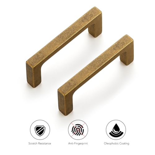 Ravinte Antique Brass Kitchen Cabinet Solid Handles,3 Inch,5 Pack - color: Antique Brass, size: 3 Inches Hole Center