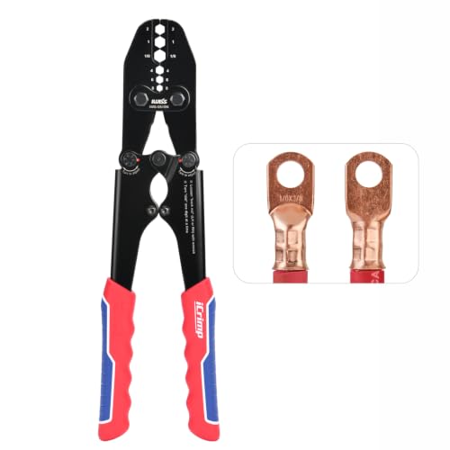 iCrimp IWS-0810N Battery Cable Terminal Lug Crimping Tool for 8,6,4,2,1,1/0 AWG Electrical Copper Battery Lugs, Fixed Hexagonal Crimping Die Sets - size: AWG8-1/0