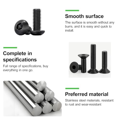 1652Pcs 410 Stainless Steel M3 M4 Screw Kit - 3D Printer Mini Screw, Allen Head&Flat Head&Button Head Assorted kit, Metric Bolts Assortment, Silver Nuts and Bolts for Mechanical Hardware - size: M3/4-1652Pcs