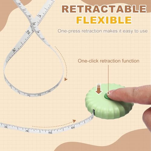 HARFINGTON 2Pcs Soft Tape Measure 79" Double Scale Retractable Mini Cartoon Measuring Tape Cute Tape Measurer for Sewing Craft Cloth Fabric Tailor Weight Loss Body Measurements, Green - color: Green