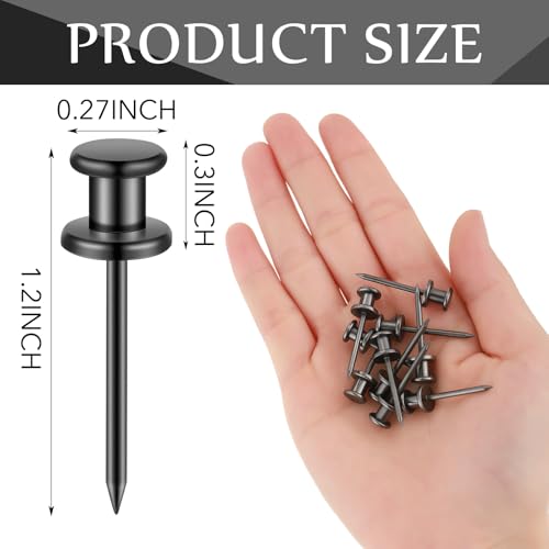 Watersay 50 Pcs Double Headed Picture Hanging Nails, Black, Gongzi - color: Black, style: Gongzi