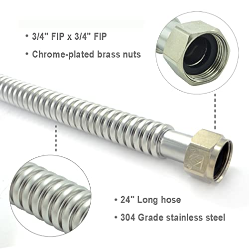 TTFLEX 24" Water Heater Supply Lines 3/4" FIP Water Hose, 0.7" ID, 2 PCS - size: 3/4" FIP x 3/4" FIP, 24" (0.7" ID)