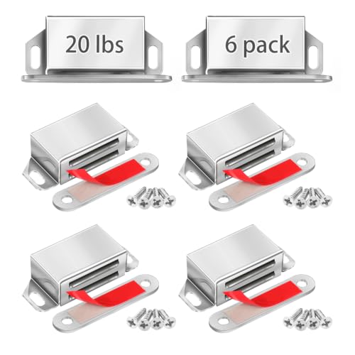 Strong Cabinet Magnets for Closure 20 lbs 6 Pack - Pet-Proof Your Closet - color: Silver, size: 20lbs x 6