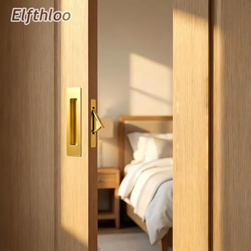 6 in Pocket Door Pulls& Edge Pull Set Brushed Gold