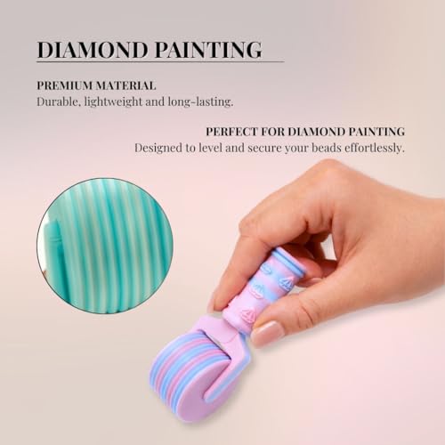 2 Pack Diamond Painting Roller Set with Storage Box – Multi Groove Pressing Tool for Secure Drill Placement, Easy Grip Handle, Diamond Art Accessories